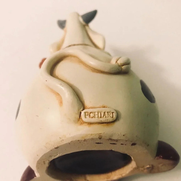 Vintage Paolo Chiari Cow Bull Playing Cello Coin Bank Figurine 5 Inch Tall - Picture 9 of 16